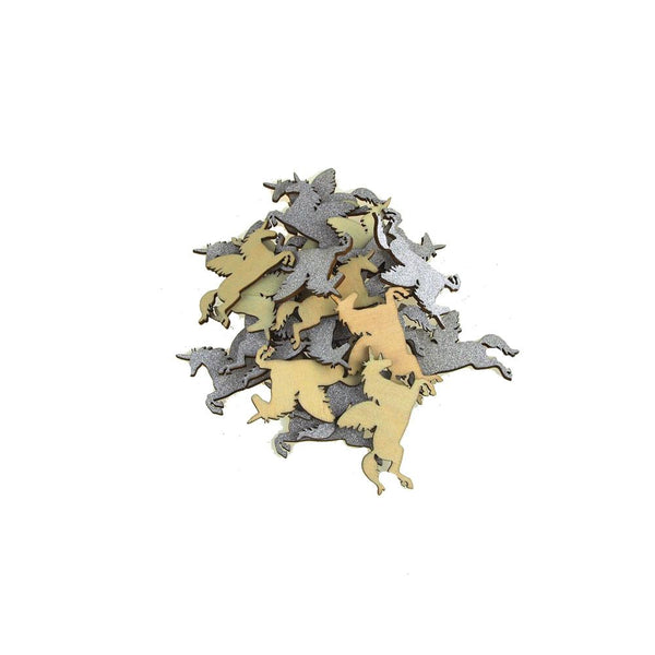 Unicorn Glitter Wood Favors, 2-1/4-Inch, Silver, 25-Piece