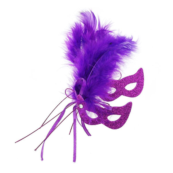 EVA Glitter Foam and Feather Masquerade Masks, 2-1/2-Inch, Purple