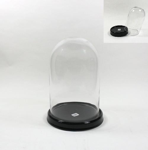 Clear Glass Large Dome Display with Ceramic Base, 16-Inch
