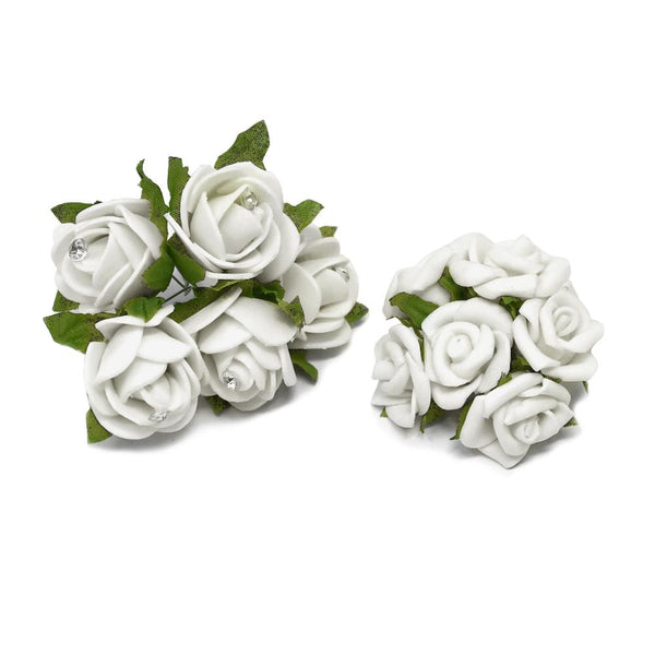 Mini Rose Floral Bouquets, White, 2-Pieces