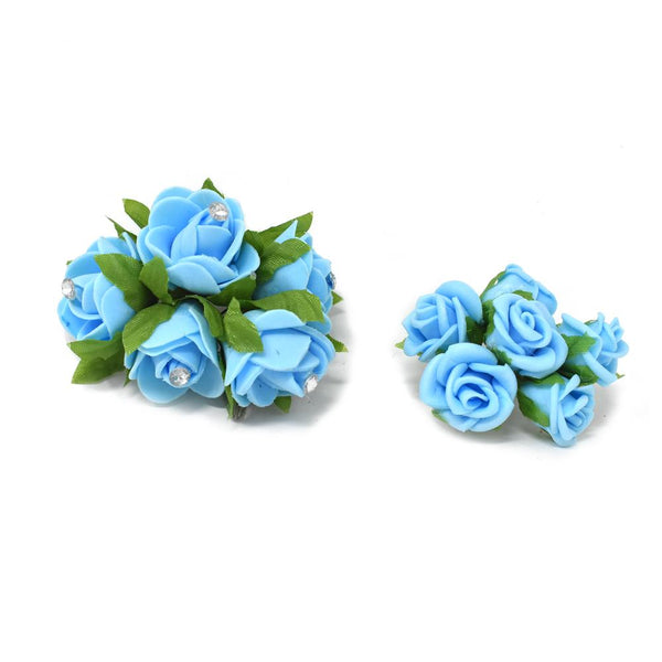 Mini Rose Floral Bouquets, Light Blue, 2-Pieces