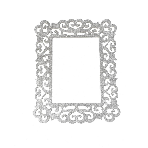 Glitter Antique Style Wooden Rectangular Frame, 10-3/4-Inch, Silver