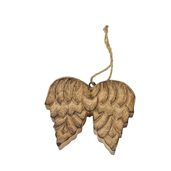 Wooden Wings Christmas Ornament, Brown, 4-1/2-Inch