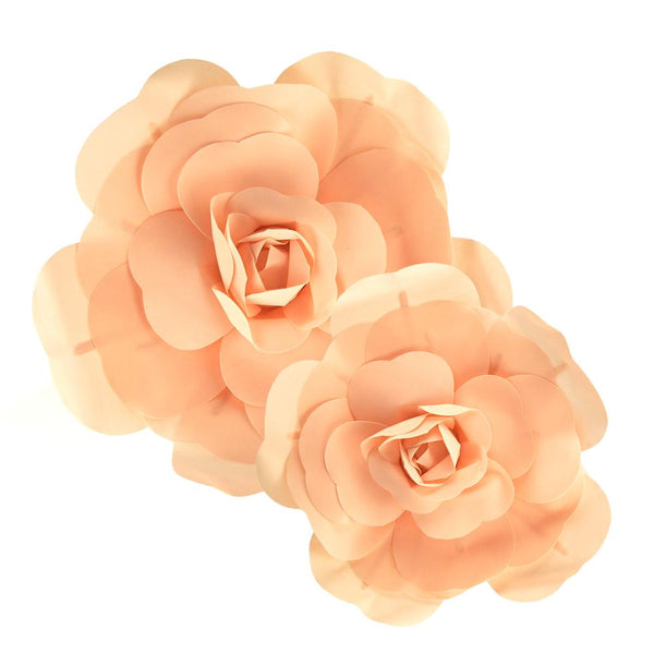 Rose Foam Wall Flowers, Peach, Assorted Sizes, 2 Piece