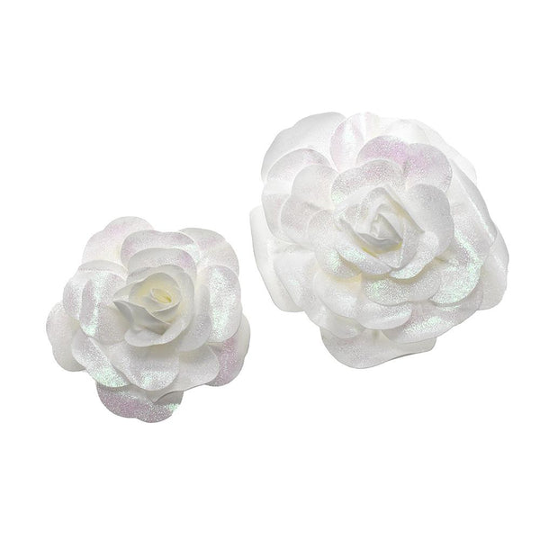 Metallic Glitter Rose Foam Wall Flowers, Assorted Sizes, Iridescent, 2-Piece