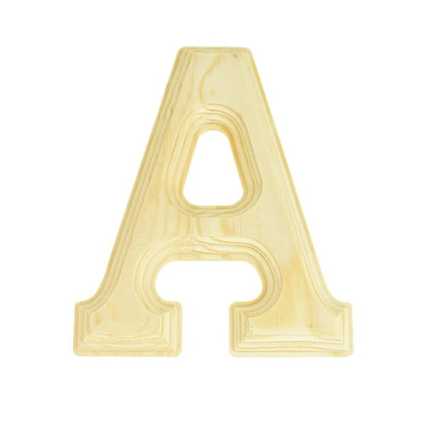 Pine Wood Beveled Wooden Letter A, Natural, 5-13/16-Inch