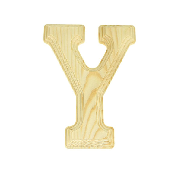 Pine Wood Beveled Wooden Letter Y, Natural, 5-13/16-Inch
