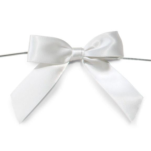 Pre-Tied Satin Bows, 7/8-Inch, 12-Piece, White