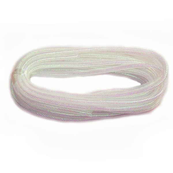 Solid Mesh Tubing Deco Flex Ribbon, 8mm, 10 Yards, Iridescent White