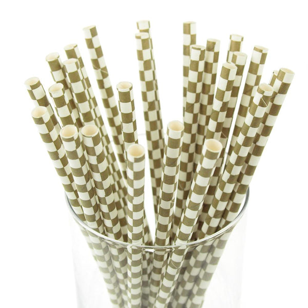 Race Car Checkered Paper Straws, 7-3/4-Inch, 25-Piece, Willow