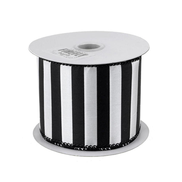 Black and White Striped Polyester Ribbon, 2-1/2-Inch, 10 Yards - Great Use for Spooky Halloween