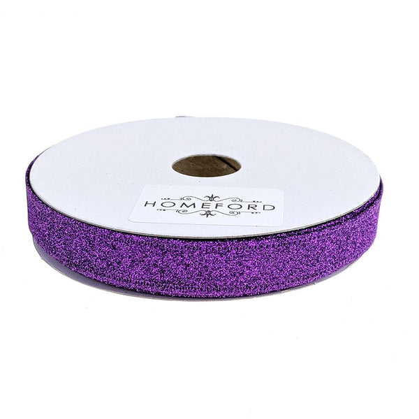 Sparkling Glitter Wired Ribbon, Purple, 5/8-Inch, 10-Yard