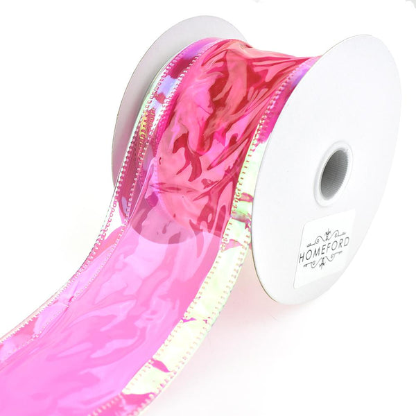 Jelly Plastic Iridescent Edge Neon Wired Ribbon, 2-1/2-Inch, 10-Yard, Fuchsia