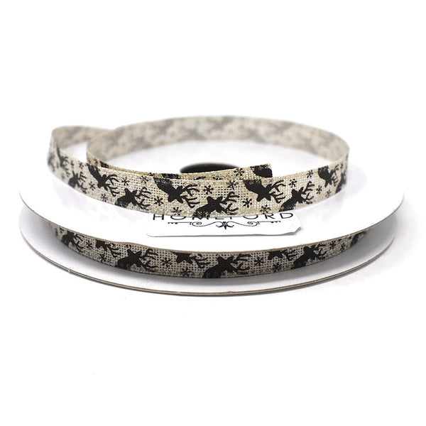 Natural Moose and Snowflake Pattern Ribbon, 3/8-Inch, 25-Yard