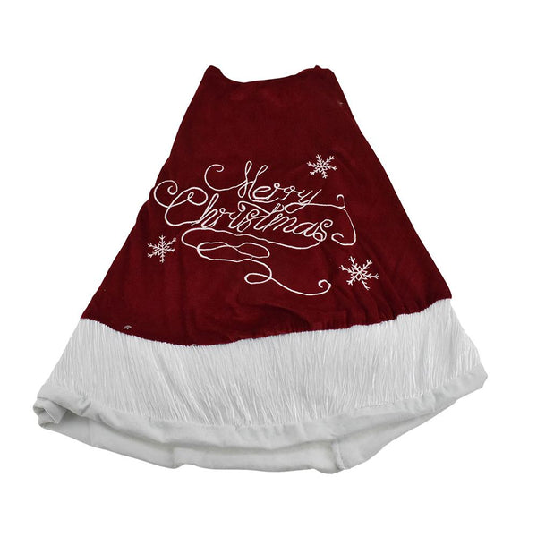 Embroidered 'Merry Christmas' Velvet Tree Skirt, 48-Inch