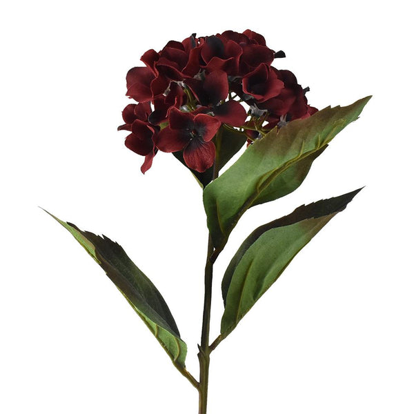 Artificial Hydrangea Flowers Spray, 26-Inch, Burgundy