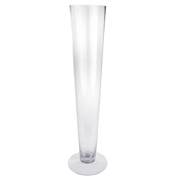 Clear Tall Pilsner Trumpet Clear Glass Vase, 24-Inch, 6-Count