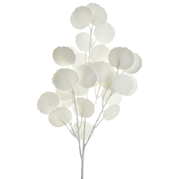 Artificial Eucalyptus Leaf Stem, White, 32-Inch