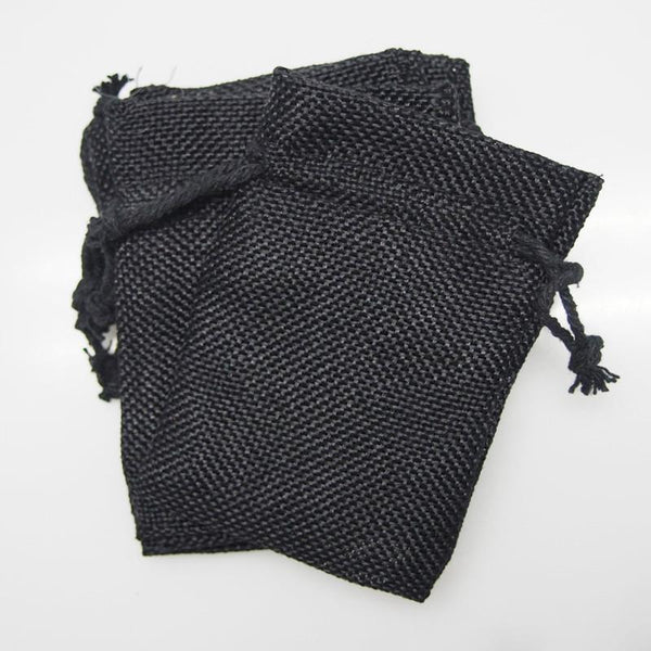 Faux Burlap Pouch Bags, 4-inch x 5-inch, 6-Piece, Black
