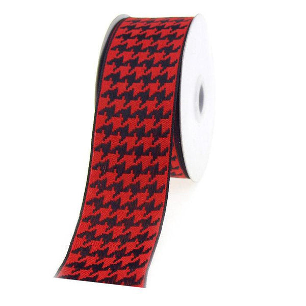 Houndstooth Grosgrain Wired Ribbon, 1-1/2-Inch, 10-Yard, Red/Black