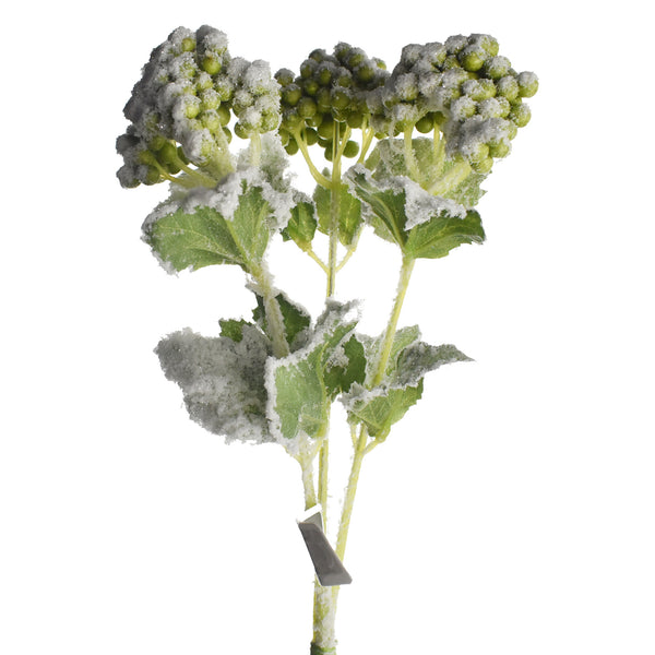Artificial Snowed Berry Stems, 14-1/2-Inch