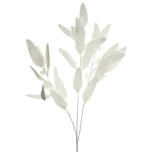 Artificial Eucalyptus Leaf Stem, White, 33-1/2-Inch