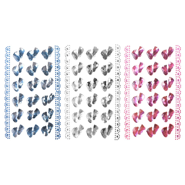 Baby Footprint Rhinestone Stickers, 7/8-Inch, 20-Count
