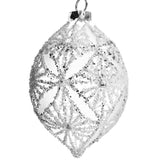 Clear Glass Frosted Teardrop Christmas Ornament, 5-Inch