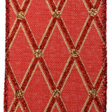 Christmas Glittered Diamond Lattice Wired Ribbon, 2-1/2-Inch, 10-Yard - Red