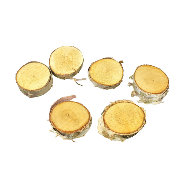 Miniature Natural Birch Wood Rounds, Assorted Sizes, 6-Piece