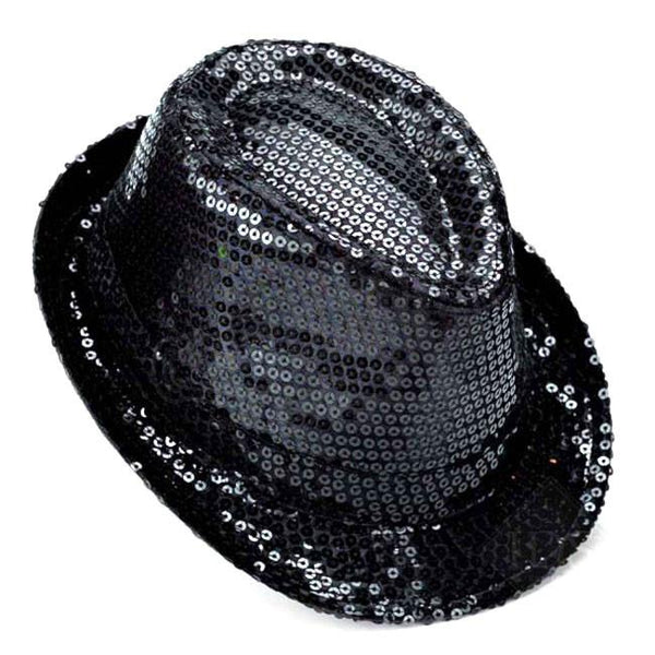 Party Top Hat with Sequins, 11-inch, Black