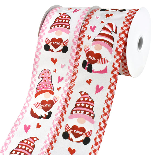 Valentines Day Heart Gnomes Wired Ribbon, 2-1/2-Inch, 10-Yard