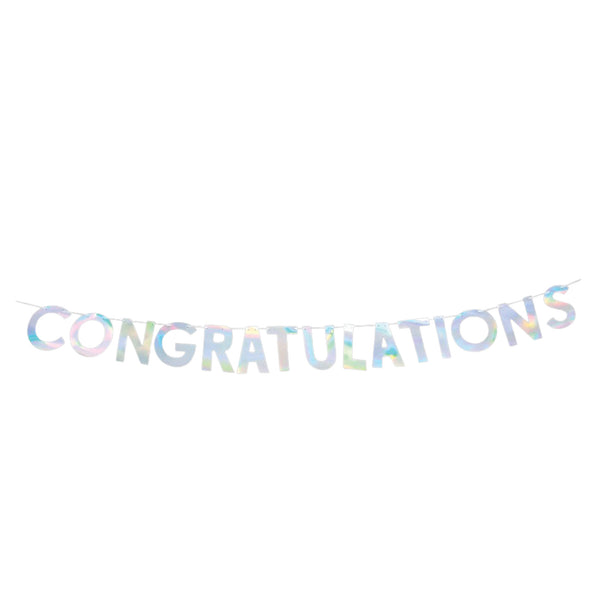 Congratulations Party Banner, 7-Inch - Iridenscent