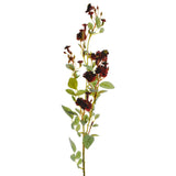 Artificial Pompon Rose Flowers Stem, 30-Inch - Burgundy