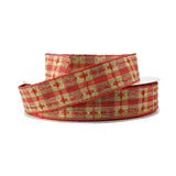 Plaid Saddle Stich Faux Linen Ribbon, 7/8-Inch, 20-Yard
