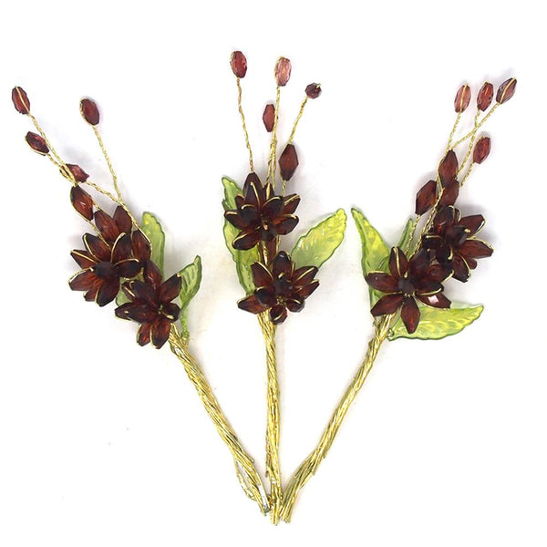 Acrylic Translucent Flower Spray with Leaves, 5-inch, 12-Count