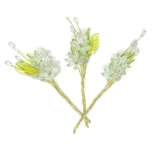 Acrylic Translucent Flower Spray with Leaves, Light Blue, 5-inch, 12-Count