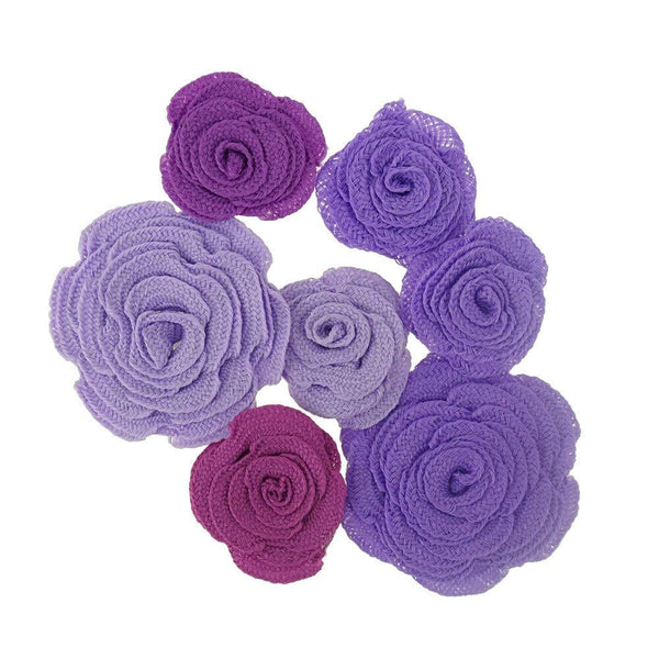 3D Crochet Flower Embellishments, 7-Piece, Viola