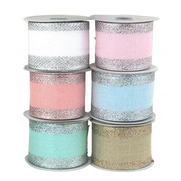 Glitter-Edge Criss-Cross Canvas Ribbon, 2-1/2-inch, 10 Yards