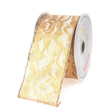 Metallic Floral Lace Trim Ribbon, 2-1/2, 10-yard