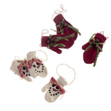 Hanging Polyester Mittens Christmas Tree Ornament, 3-Piece