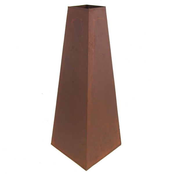 Metal Flower Trapezoid Vase, Rust, 16-inch