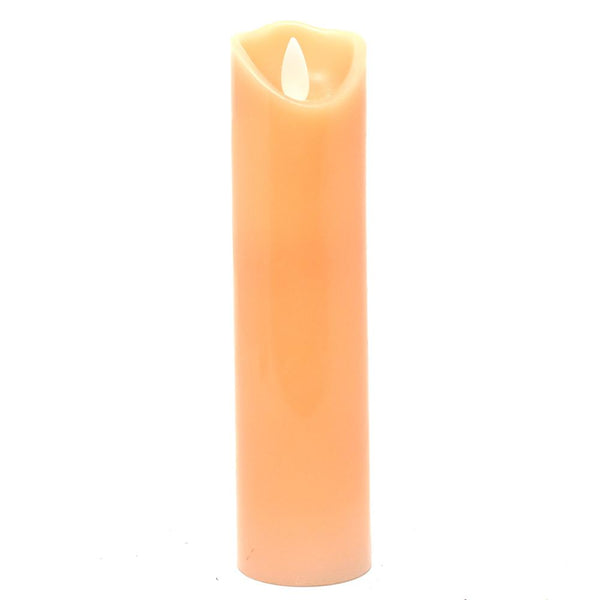 Flameless Wax Slender Pillar LED Candle, Tan, 8-Inch