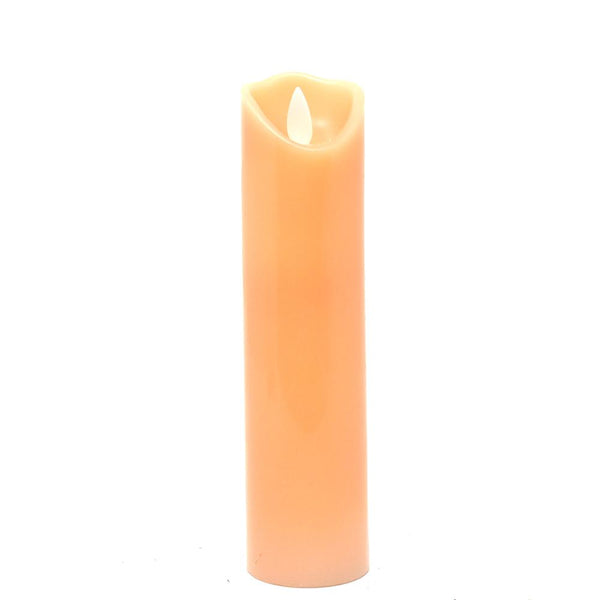 Flameless Wax Slender Pillar LED Candle, Tan, 7-Inch