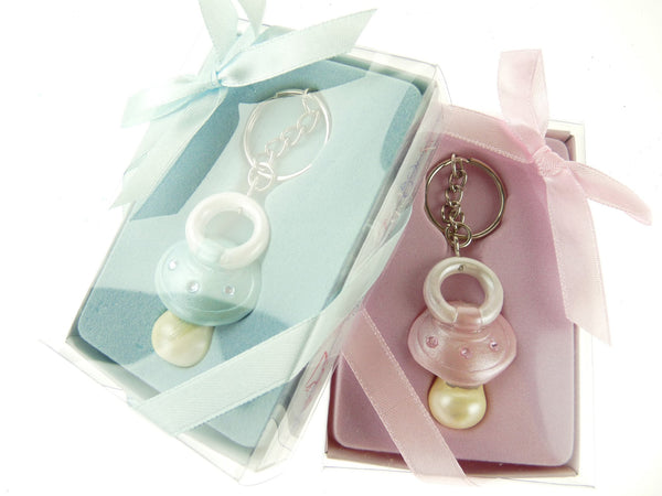 Keychain Favors, 4-Inch, Baby Pacifier, Light Blue