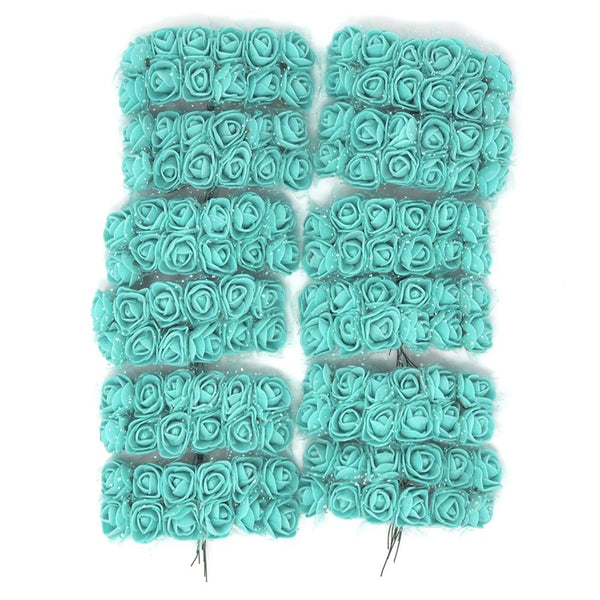 Foam Flower Picks with Bendable Stem, Aqua, 3/4-Inch, 144-Count