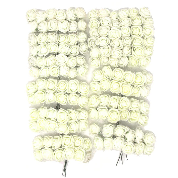 Foam Flower Picks with Bendable Stem, Ivory, 3/4-Inch, 144-Count