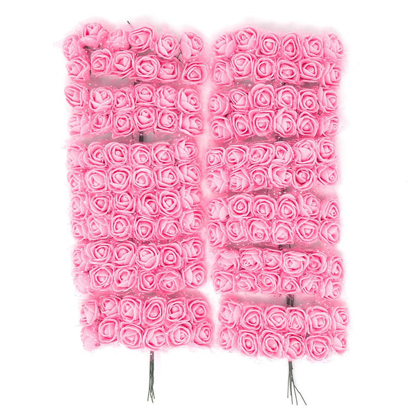 Foam Flower Picks with Bendable Stem, Pink, 3/4-Inch, 144-Count