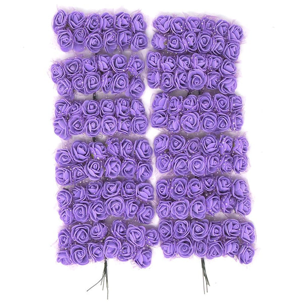 Foam Flower Picks with Bendable Stem, Purple, 3/4-Inch, 144-Count