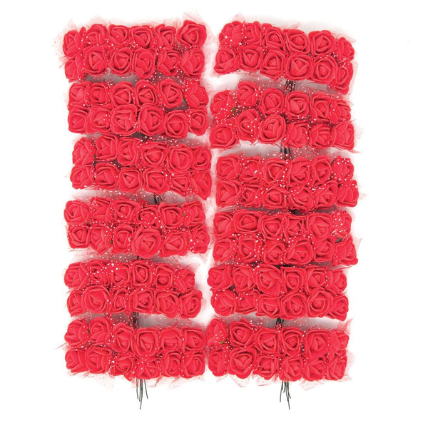 Foam Flower Picks with Bendable Stem, Red, 3/4-Inch, 144-Count